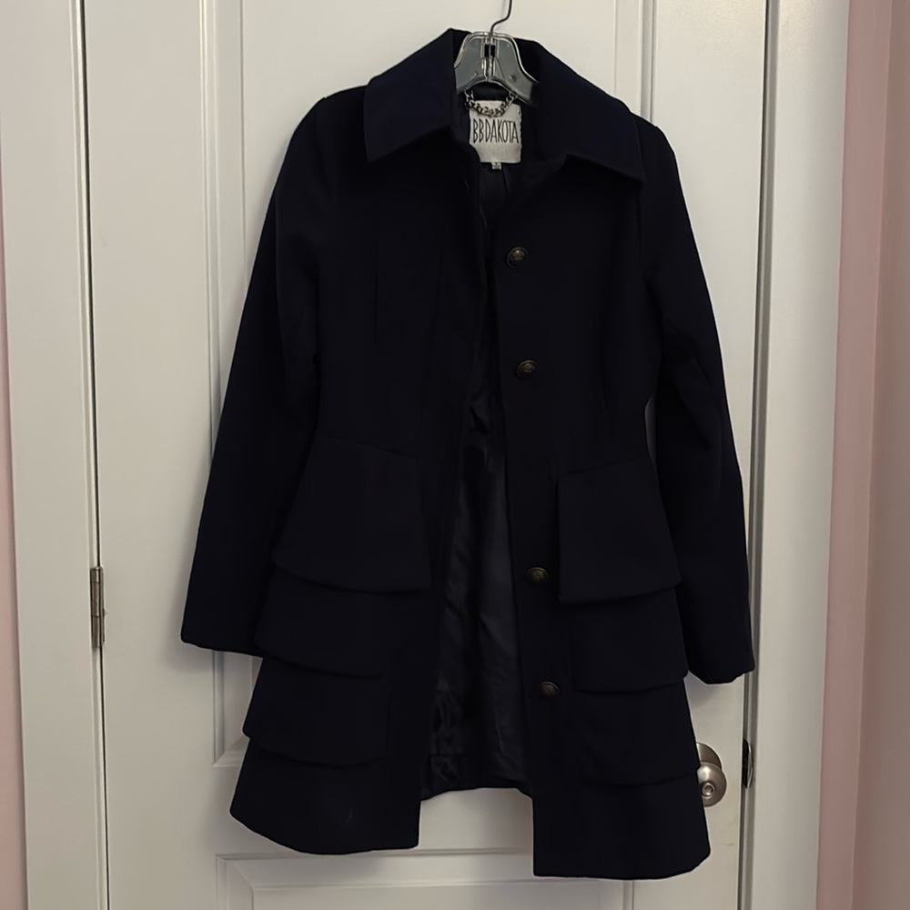 BB Dakota navy skirted coat